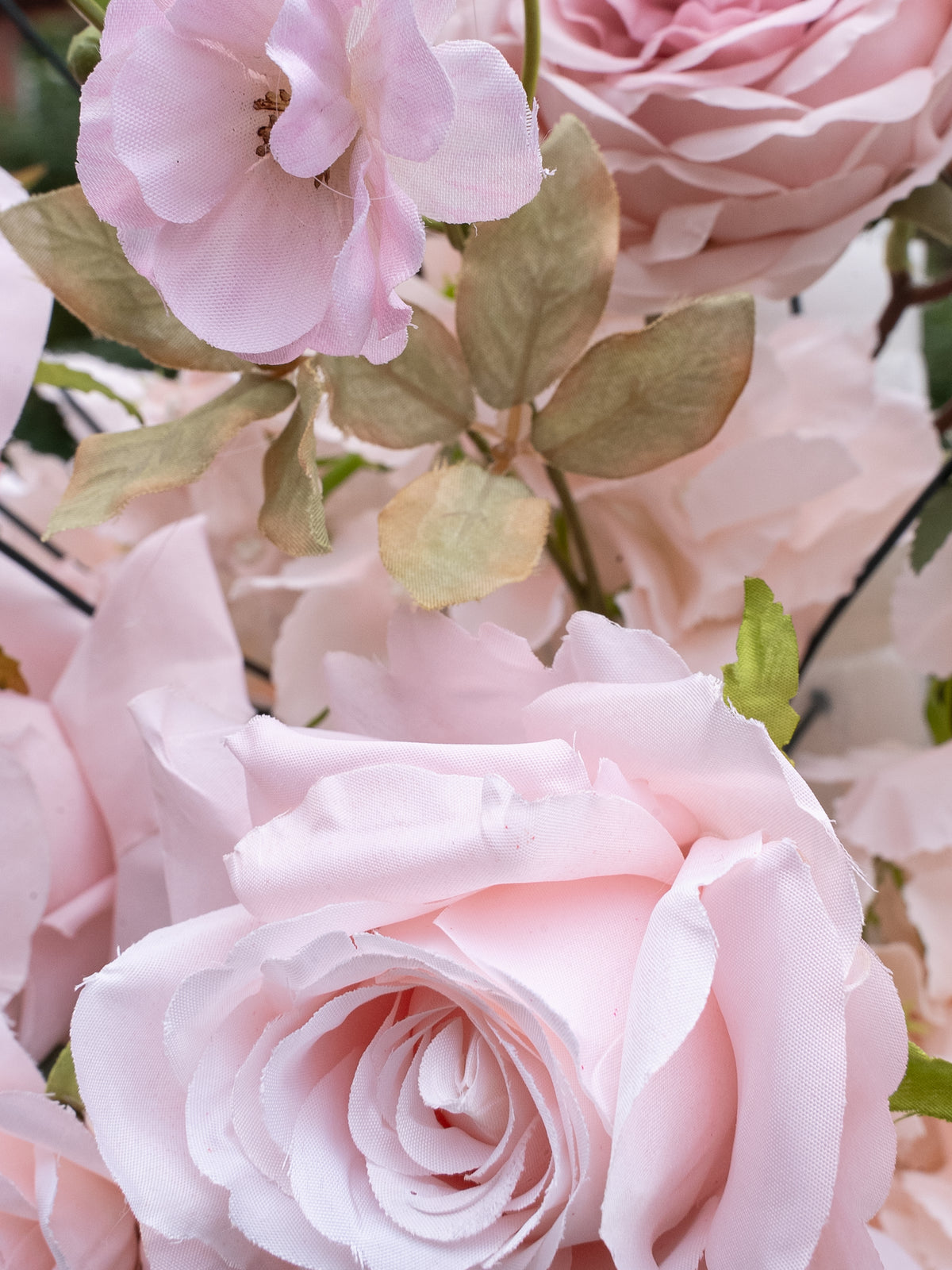 Genny: White and Pink Rose Wedding Background Arch KT Backdrop Decorative Flower Row Excludes Frame