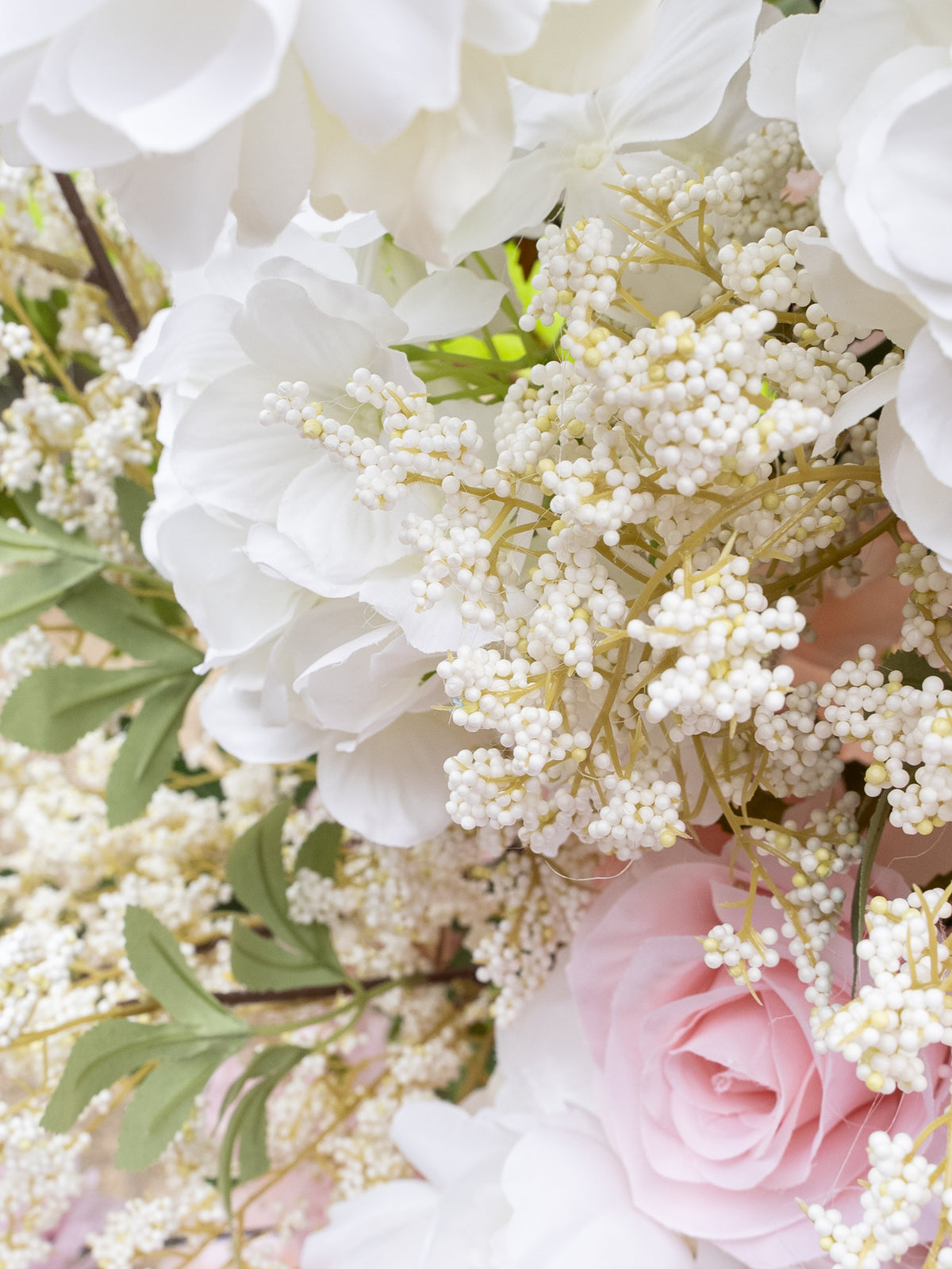 Genny: White and Pink Rose Wedding Background Arch KT Backdrop Decorative Flower Row Excludes Frame