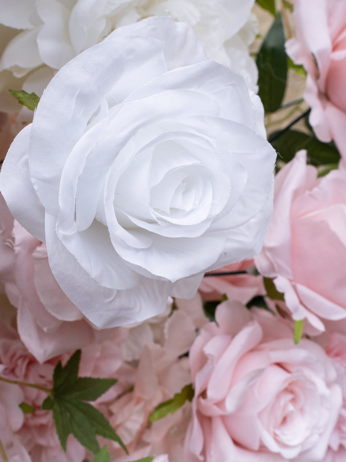 Genny: White and Pink Rose Wedding Background Arch KT Backdrop Decorative Flower Row Excludes Frame