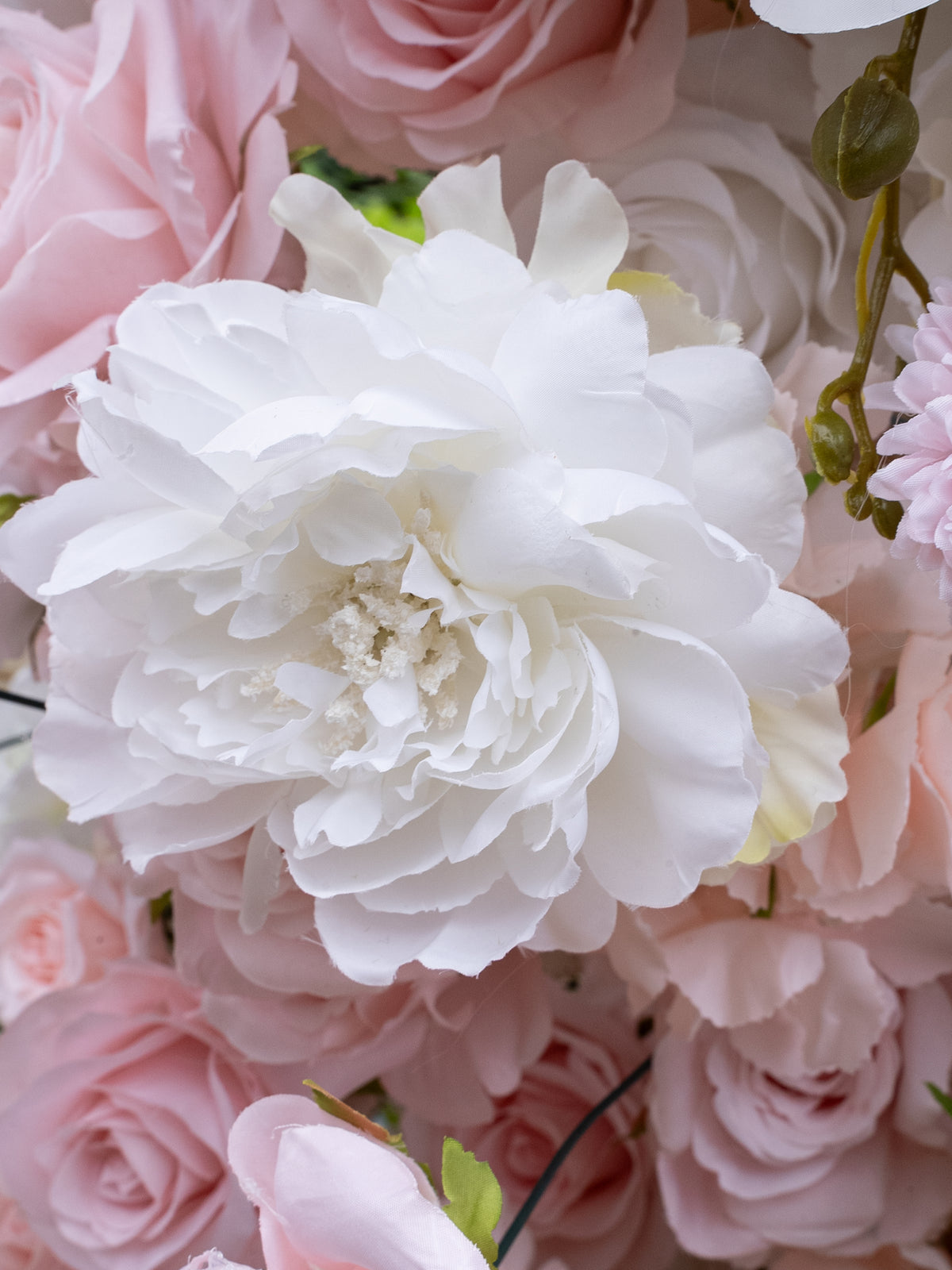 Genny: White and Pink Rose Wedding Background Arch KT Backdrop Decorative Flower Row Excludes Frame