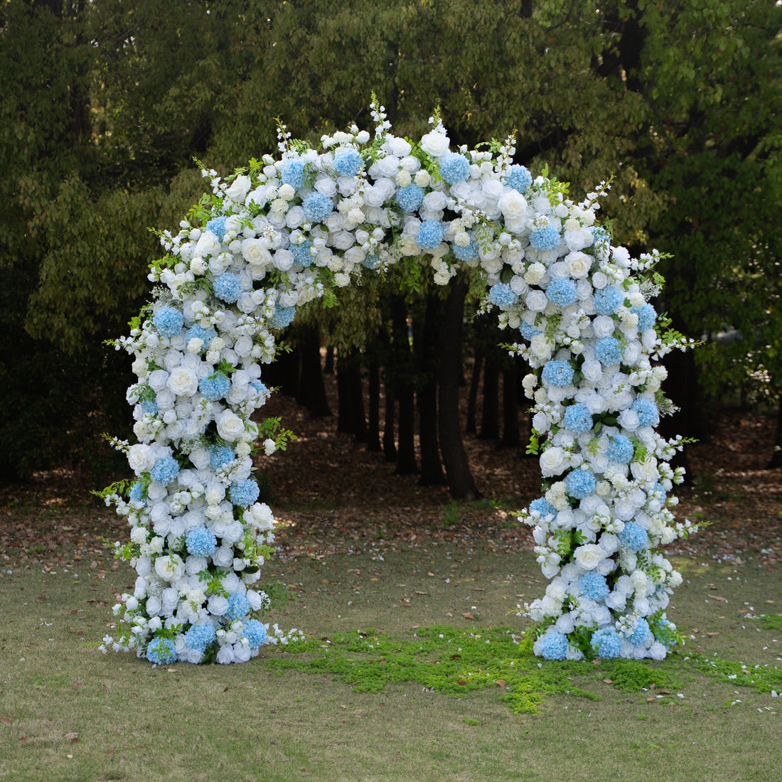 Glacier：2026 New White and Green Flower Arch including light Blue Hydrangea for Wedding&amp;Party Decoration