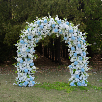 Glacier：2026 New White and Green Flower Arch including light Blue Hydrangea for Wedding&amp;Party Decoration