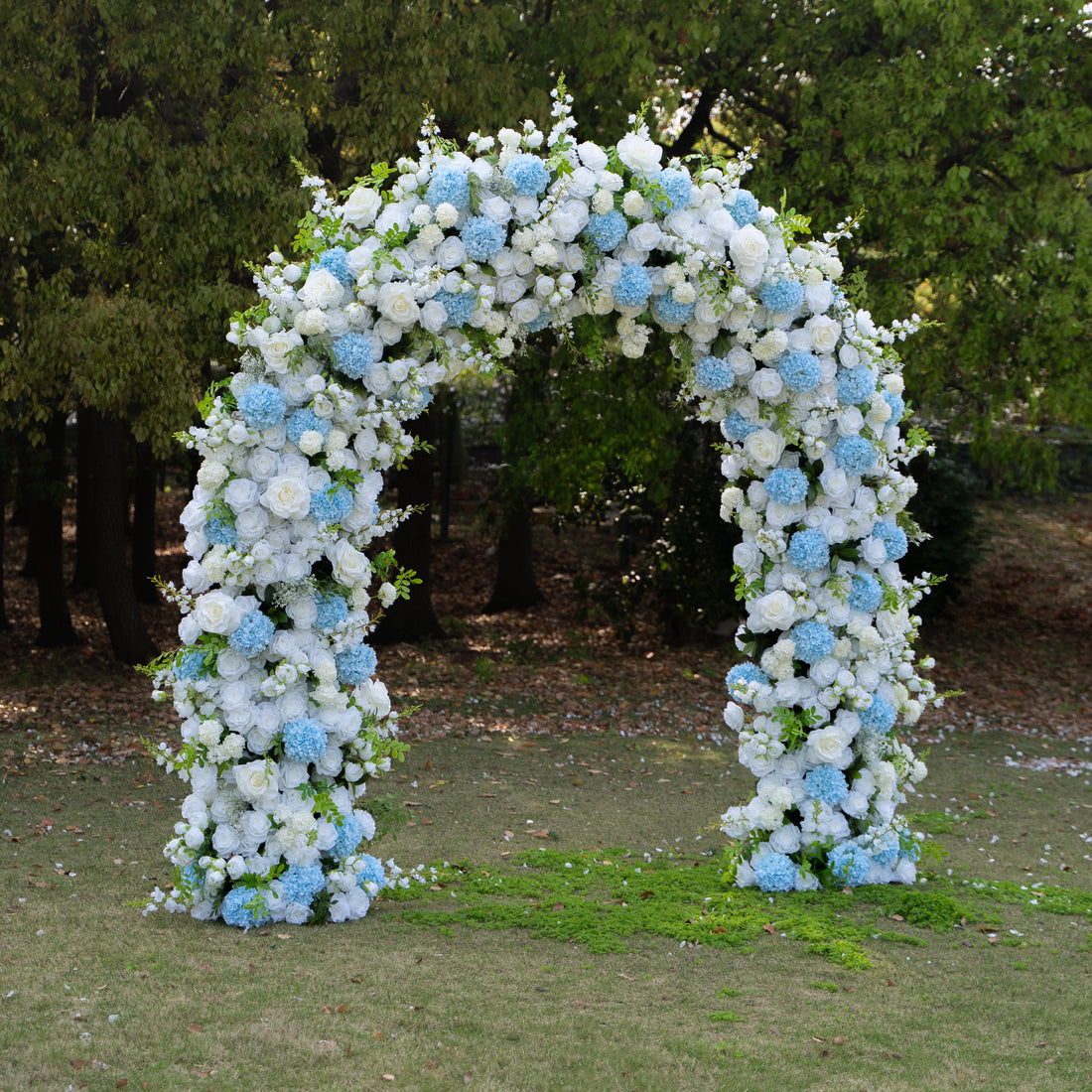 Glacier：2026 New White and Green Flower Arch including light Blue Hydrangea for Wedding&amp;Party Decoration