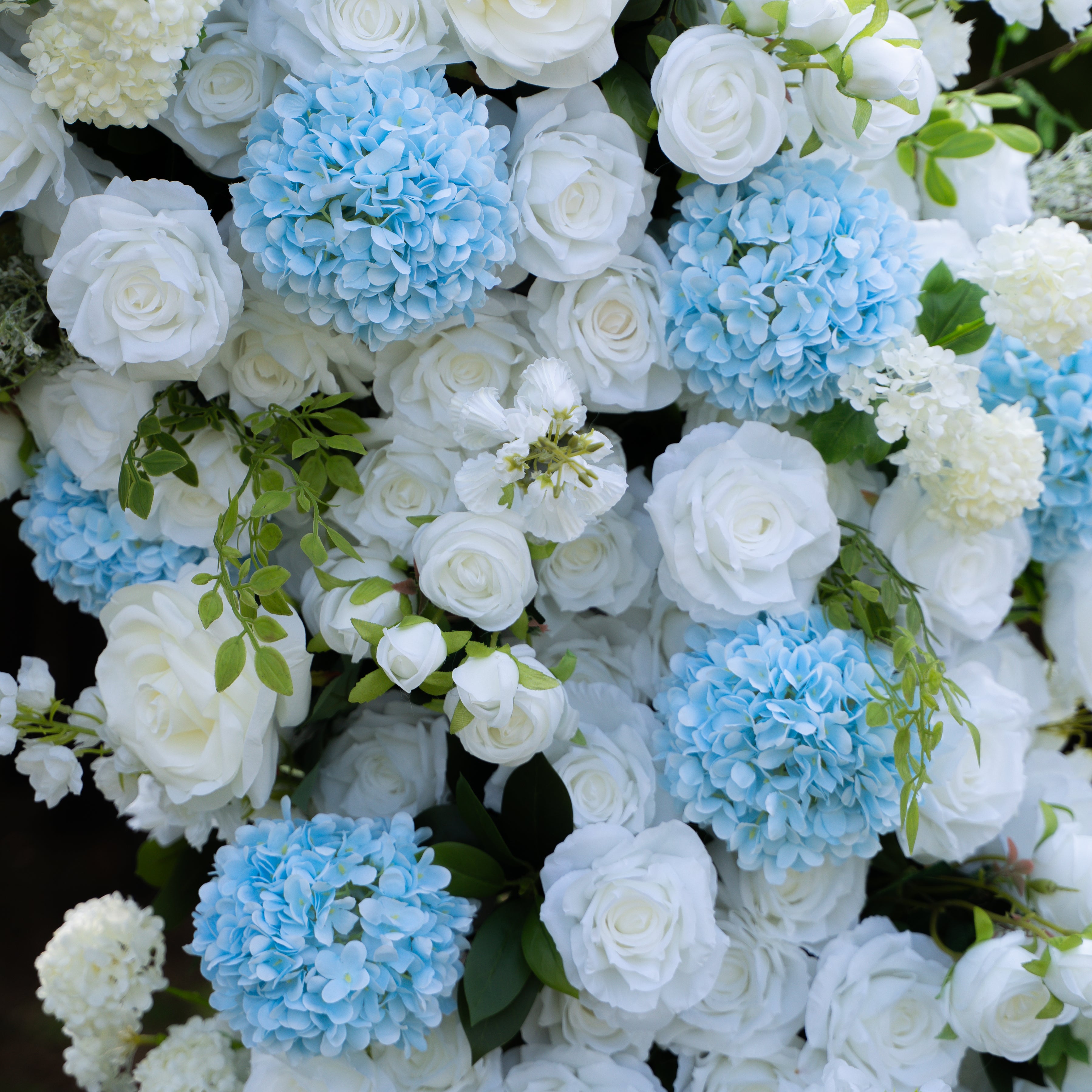 Glacier：2026 New White and Green Flower Arch including light Blue Hydrangea for Wedding&amp;Party Decoration