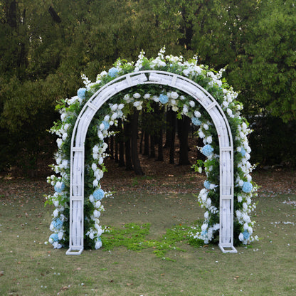 Glacier：2026 New White and Green Flower Arch including light Blue Hydrangea for Wedding&amp;Party Decoration