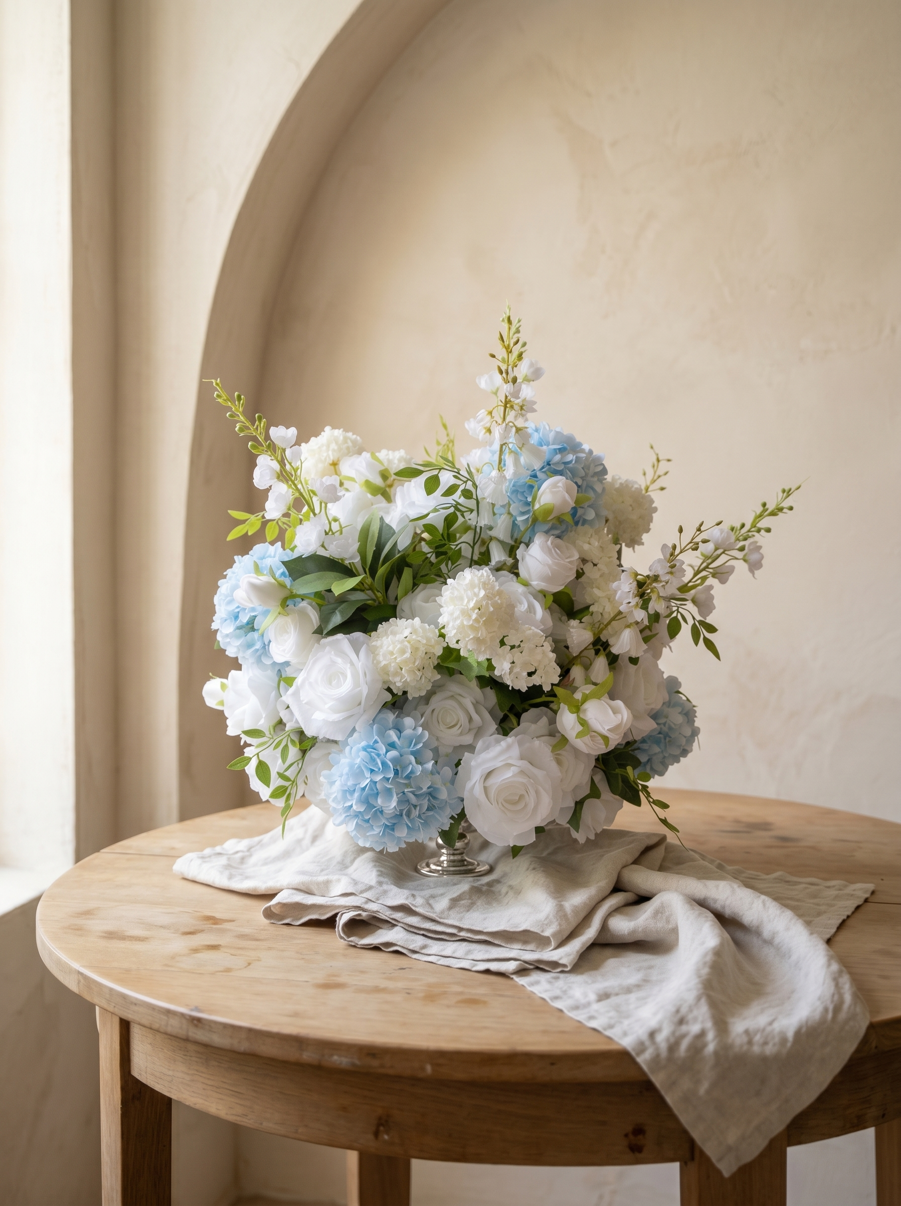 Glacier Flower Centerpiece: Medium White&amp;Green and Blue Table Centerpiece flower Ball Flower Centerpiece Bouquet Table Decoration