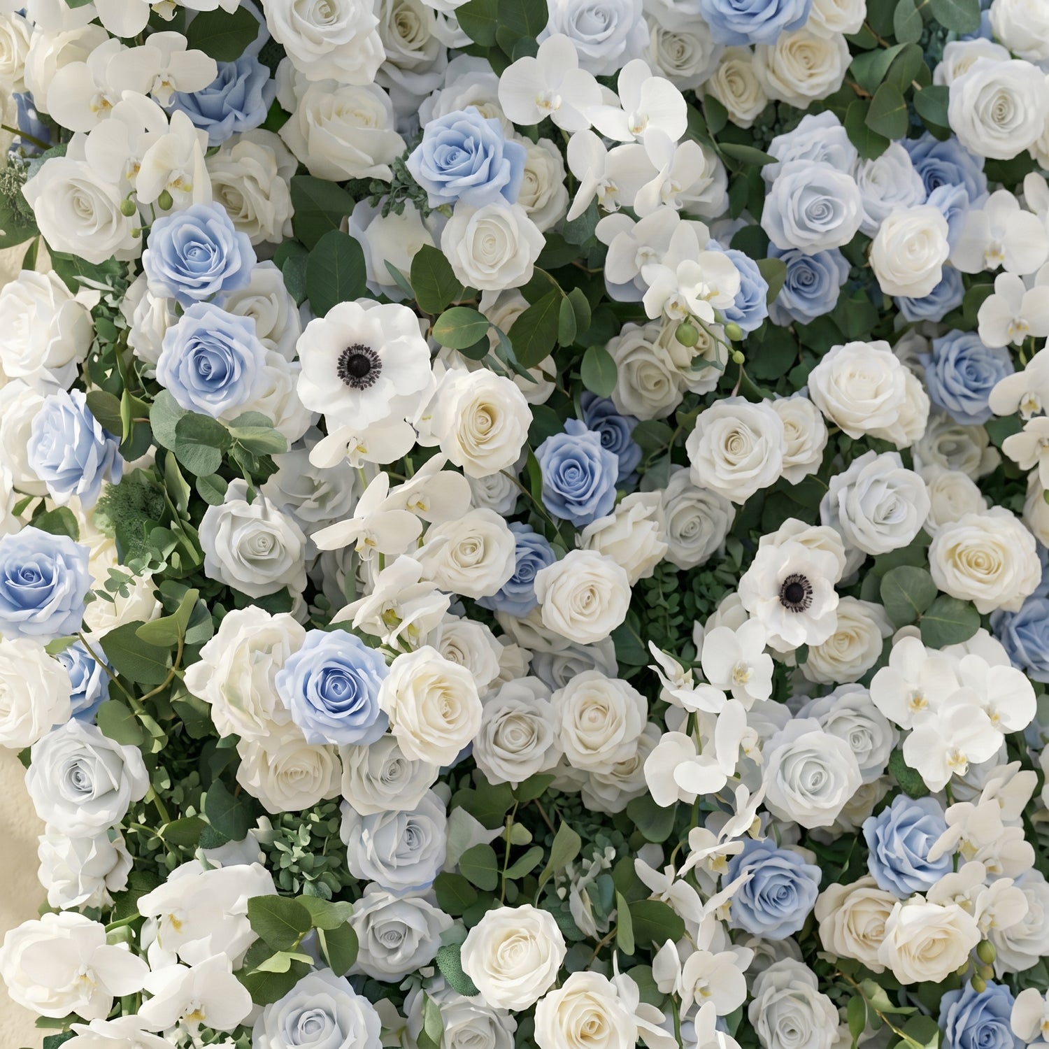 Glenena:Elegant 5D Sky Blue &amp; White Floral Wall Roll-Up Backdrop for Bright Spring Wedding Aesthetics