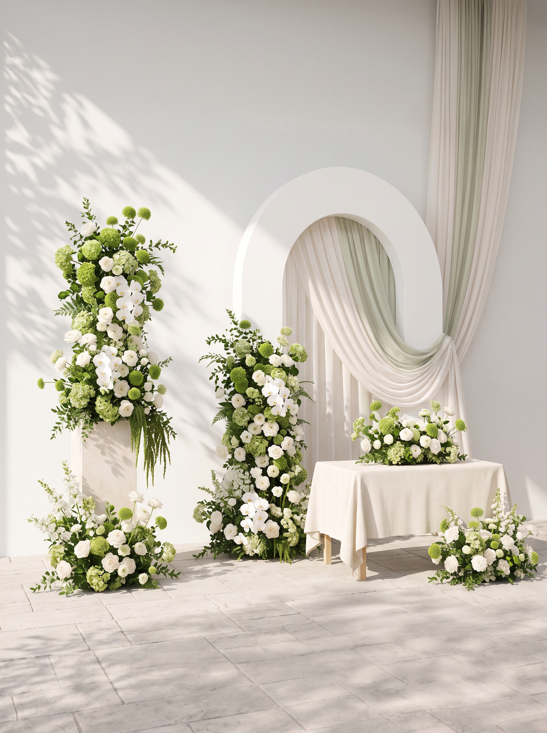 Glenrose:  Silk Wedding Full Floral Decor Set Arch Aisle Table Flower Arrangement for Romantic Weddings &amp; Proposals — left view