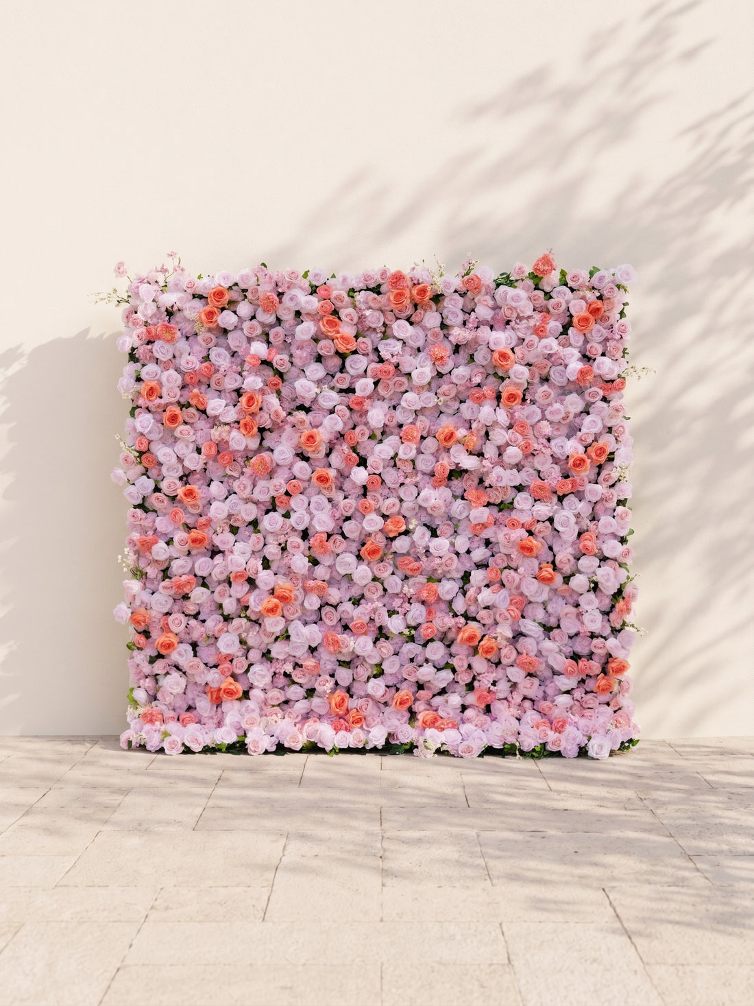 Glenyne 5D Fabric Artificial rolling up curtain flower wall — front view