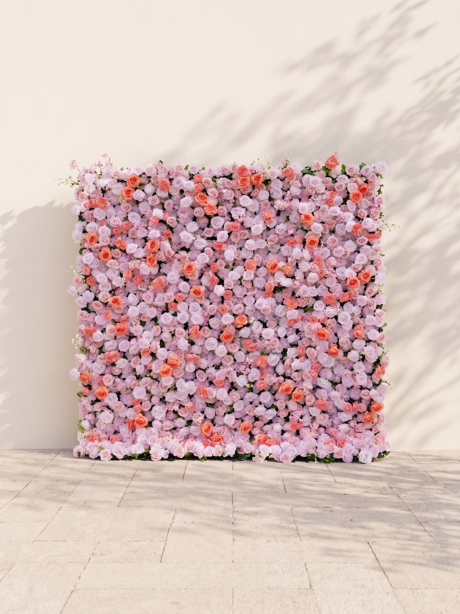 Glenyne 5D Fabric Artificial rolling up curtain flower wall — front view
