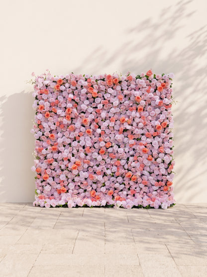 Glenyne 5D Fabric Artificial rolling up curtain flower wall — front view