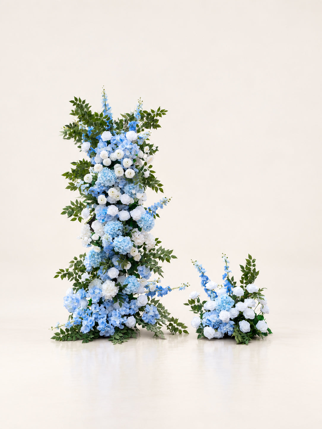 Valesa: Blue Wedding Background Arch KT Backdrop Decorative Flower Row Excludes Frame