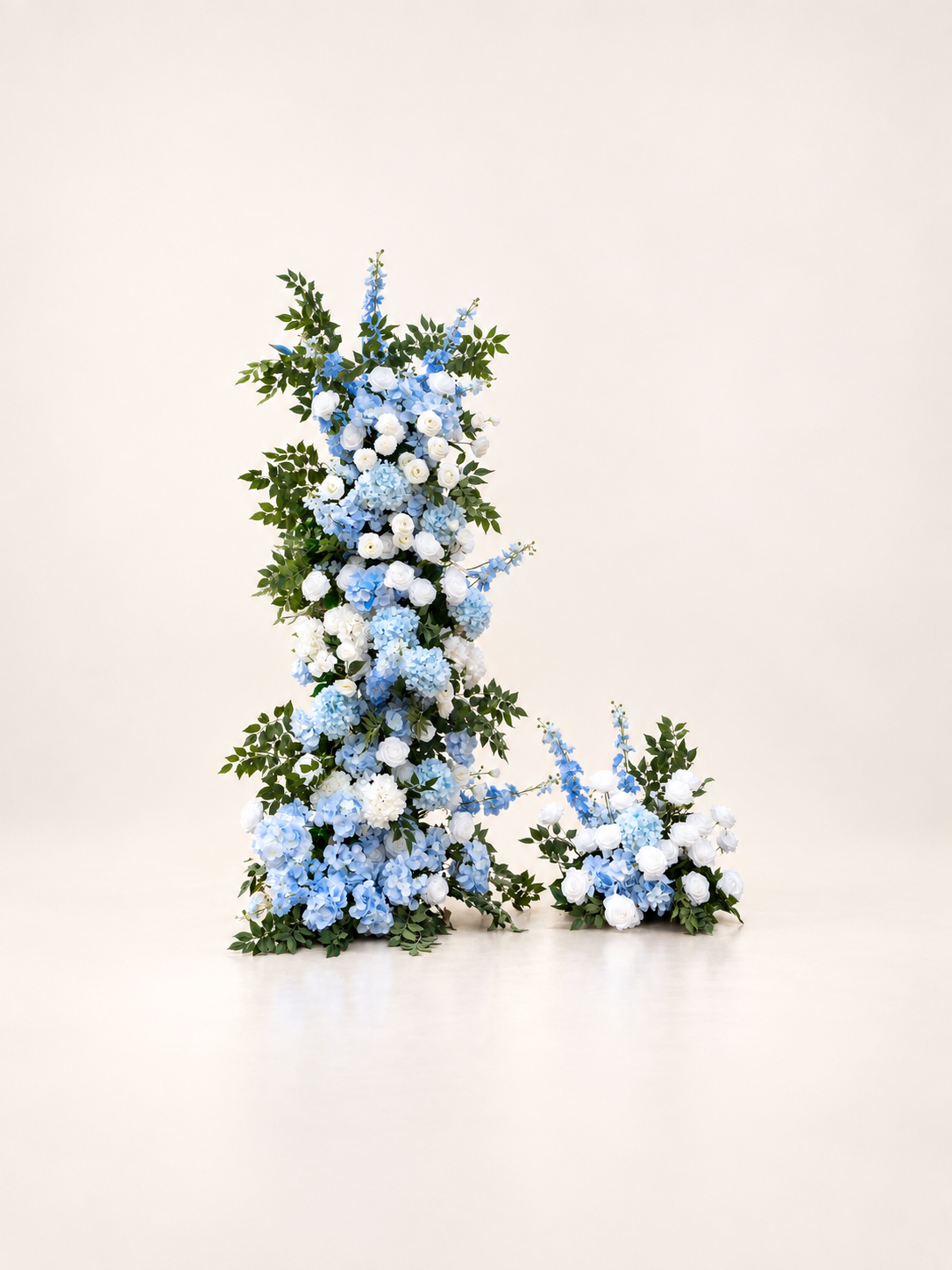 Valesa: Blue Wedding Background Arch KT Backdrop Decorative Flower Row Excludes Frame