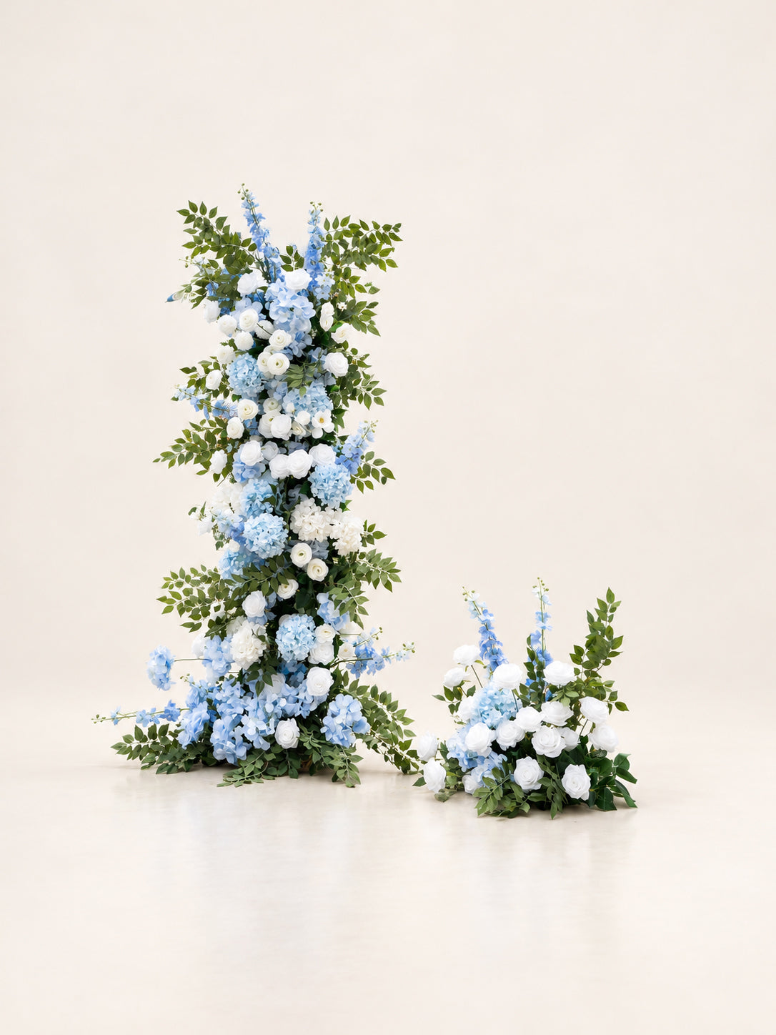 Valesa: Blue Wedding Background Arch KT Backdrop Decorative Flower Row Excludes Frame