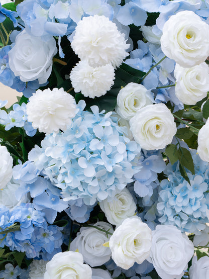 Valesa: Blue Wedding Background Arch KT Backdrop Decorative Flower Row Excludes Frame