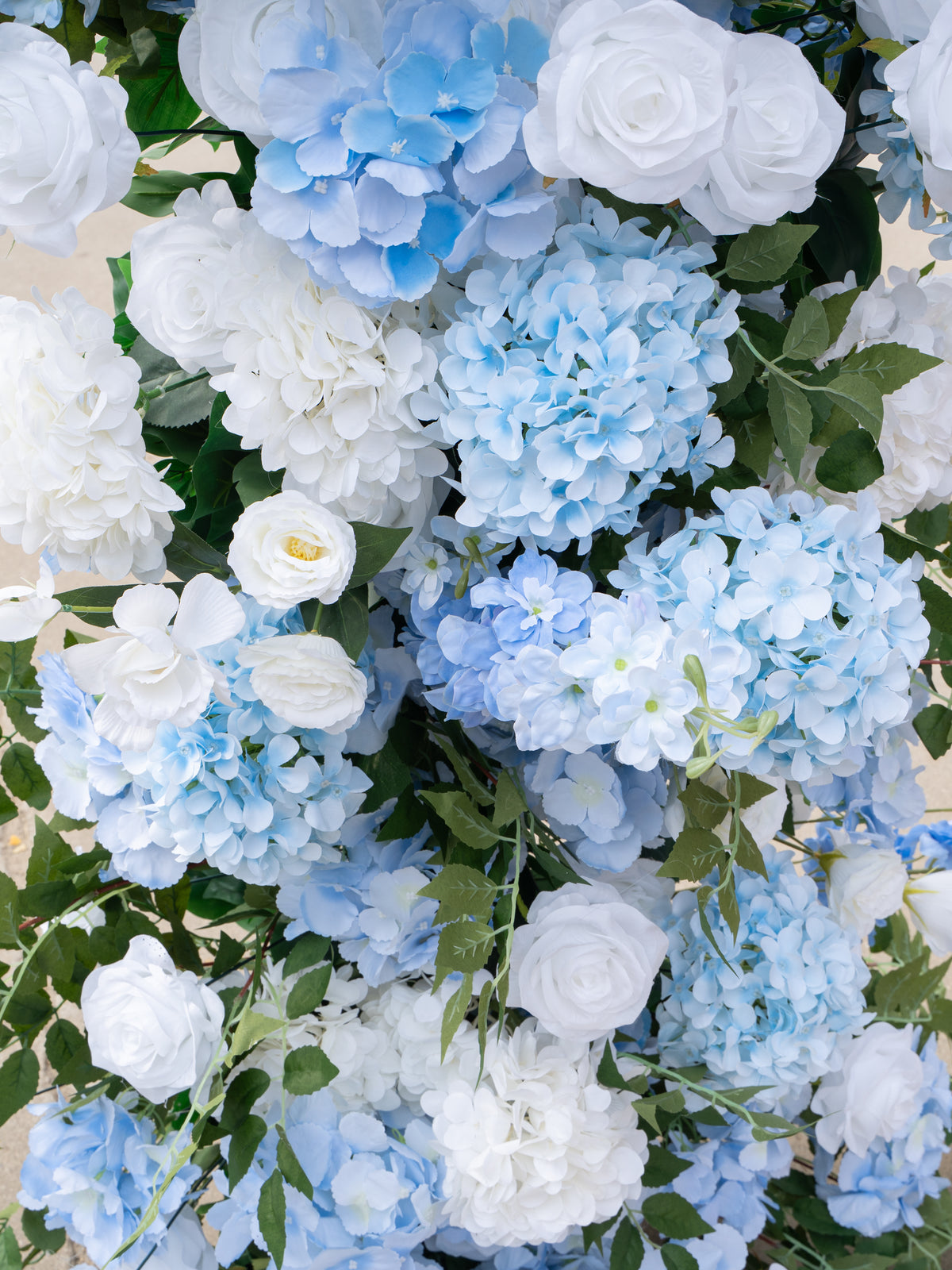 Valesa: Blue Wedding Background Arch KT Backdrop Decorative Flower Row Excludes Frame