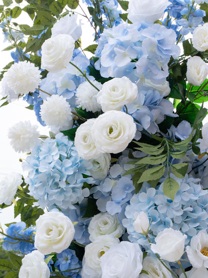 Valesa: Blue Wedding Background Arch KT Backdrop Decorative Flower Row Excludes Frame