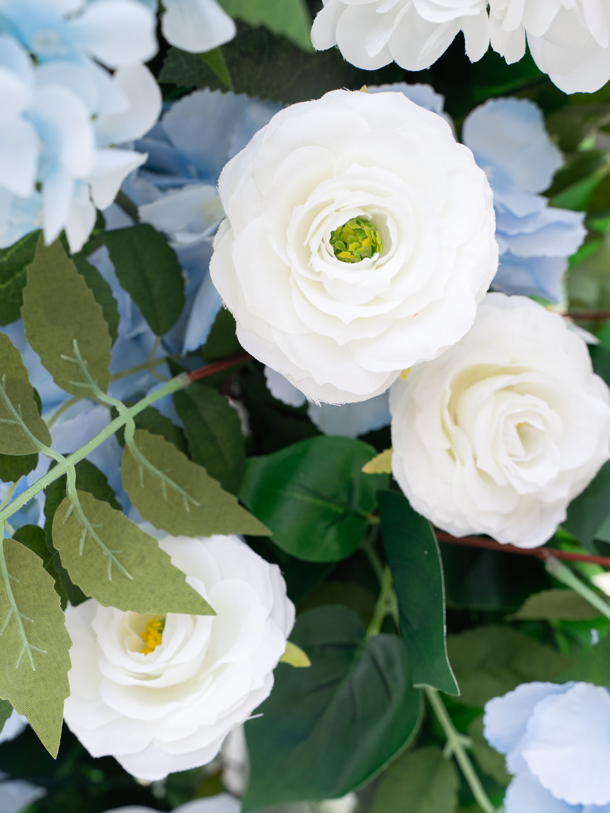 Valesa: Blue Wedding Background Arch KT Backdrop Decorative Flower Row Excludes Frame