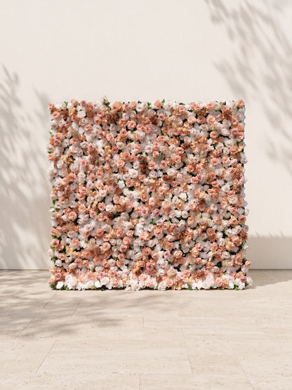 Hazlina 5D Fabric Artificial rolling up curtain flower wall — front view
