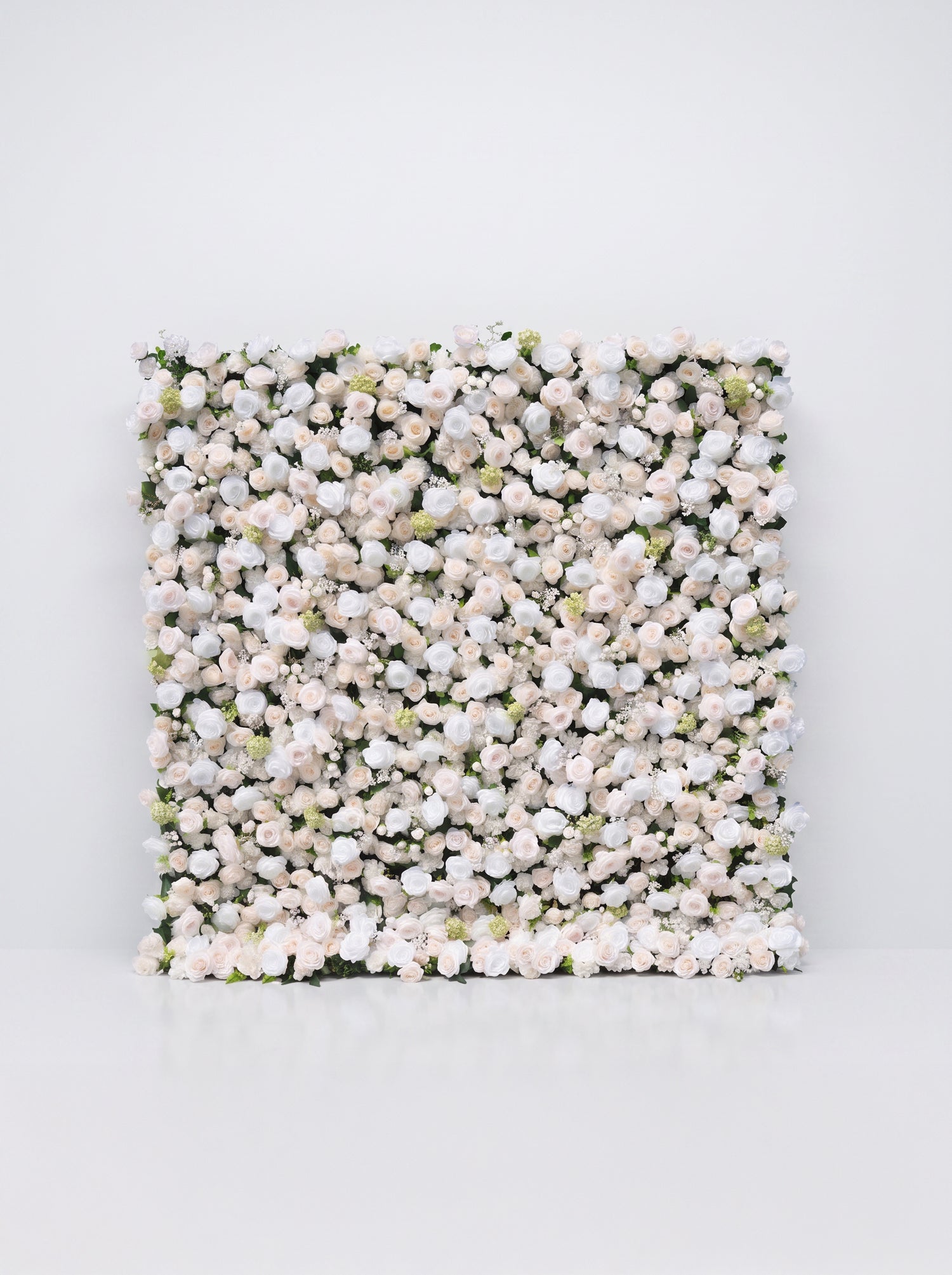 Helavia 5D Fabric Artificial rolling up curtain flower wall — white background view
