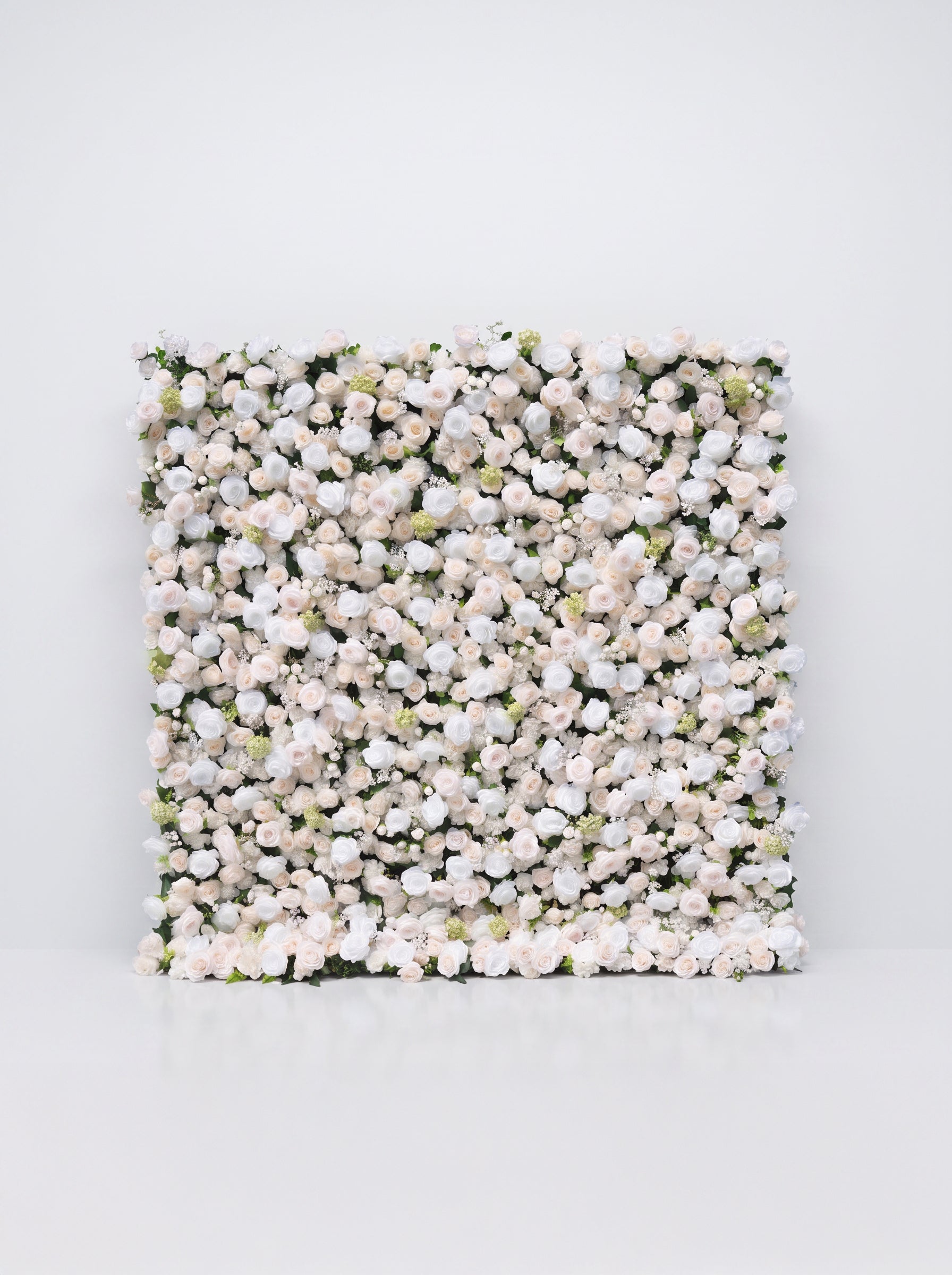 Helavia 5D Fabric Artificial rolling up curtain flower wall — white background view