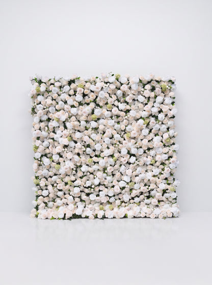 Helavia 5D Fabric Artificial rolling up curtain flower wall — white background view