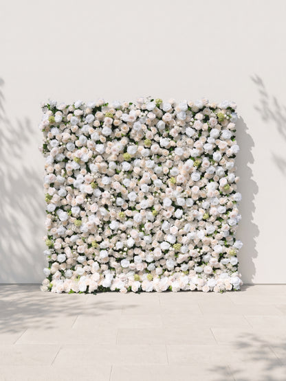 Helavia 5D Fabric Artificial rolling up curtain flower wall — front view
