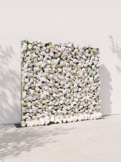 Helavia 5D Fabric Artificial rolling up curtain flower wall — left view