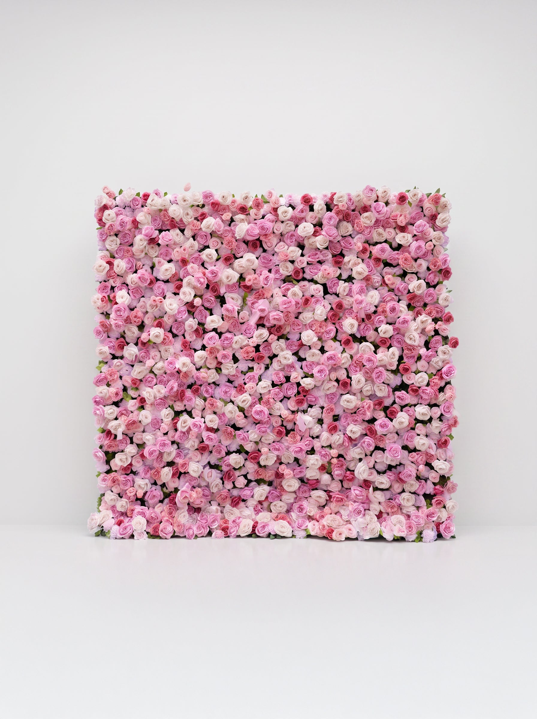 Helirae 5D Fabric Artificial rolling up curtain flower wall — white background view