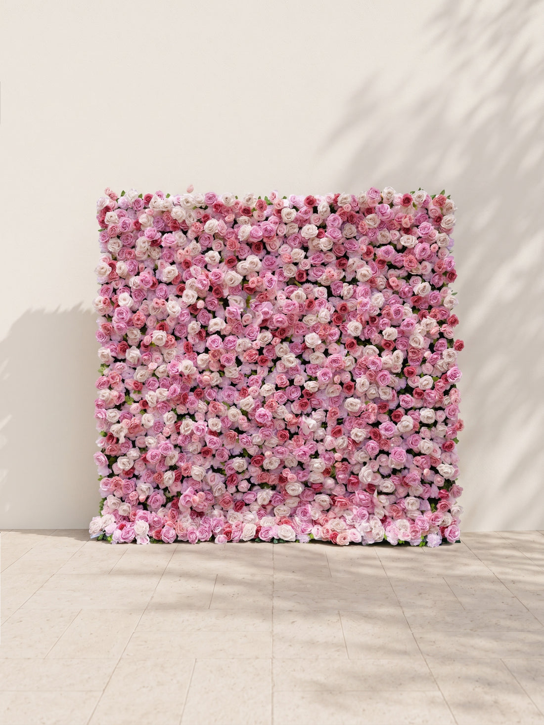 Helirae 5D Fabric Artificial rolling up curtain flower wall — front view