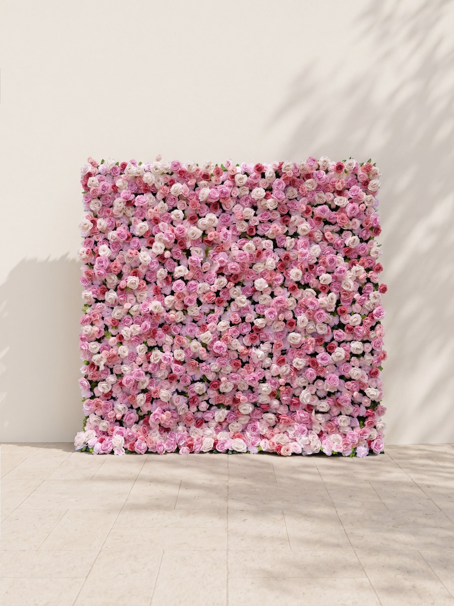 Helirae 5D Fabric Artificial rolling up curtain flower wall — front view