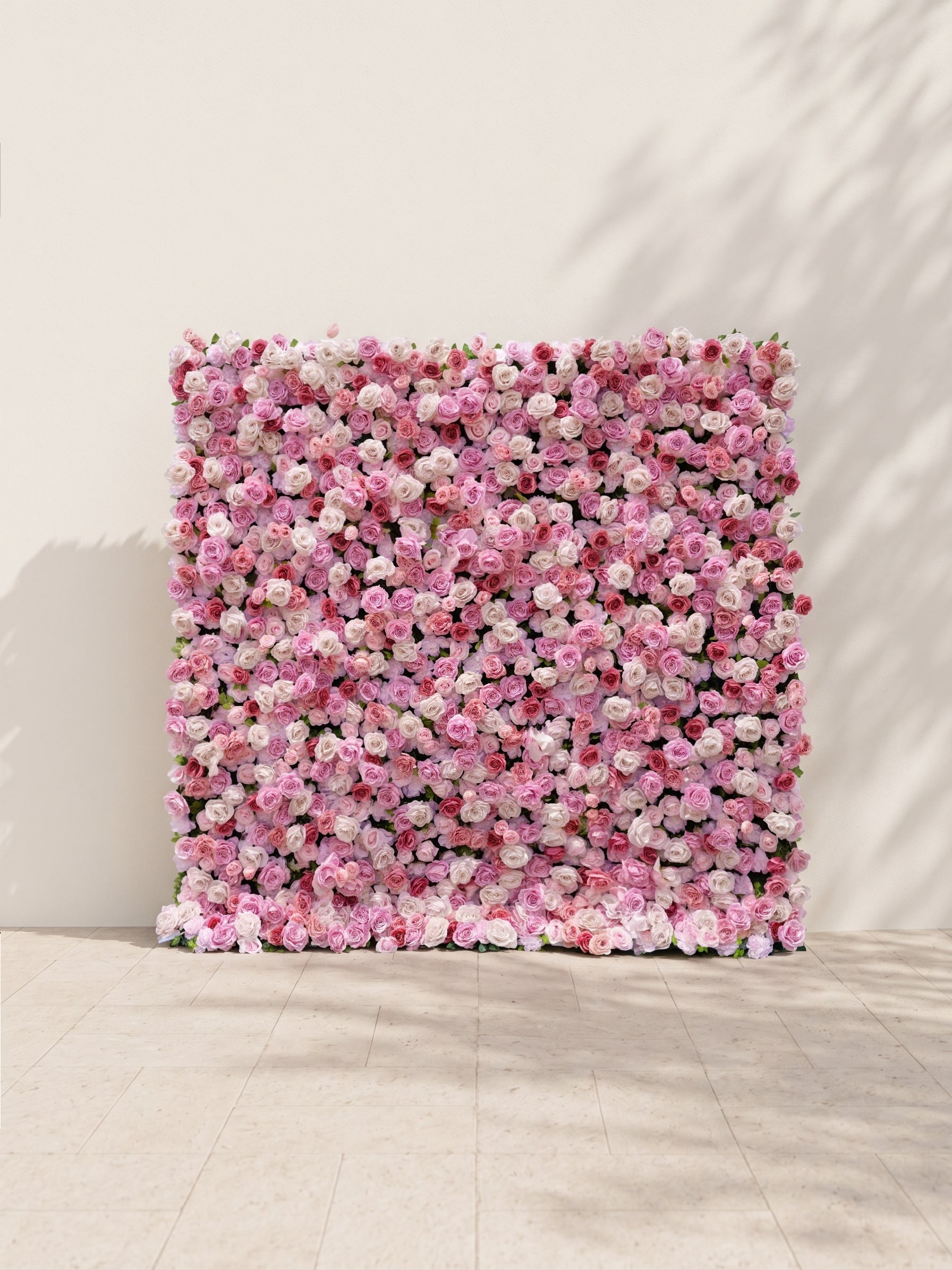 Helirae 5D Fabric Artificial rolling up curtain flower wall — front view