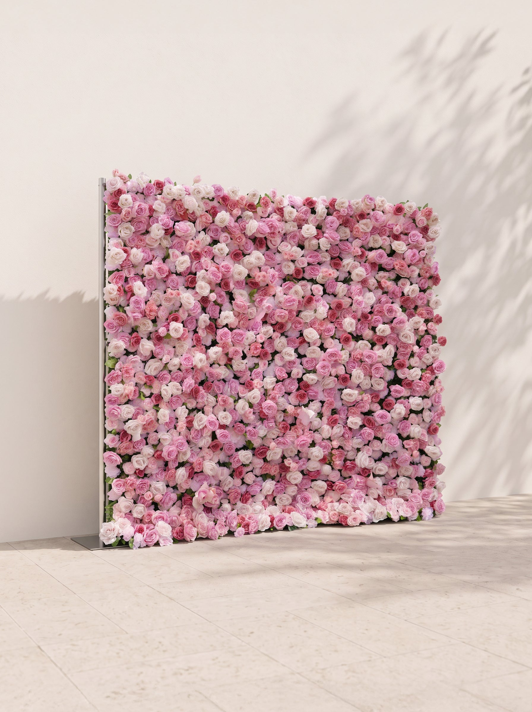 Helirae 5D Fabric Artificial rolling up curtain flower wall — left view