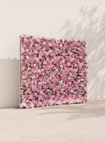 Helirae 5D Fabric Artificial rolling up curtain flower wall — left view