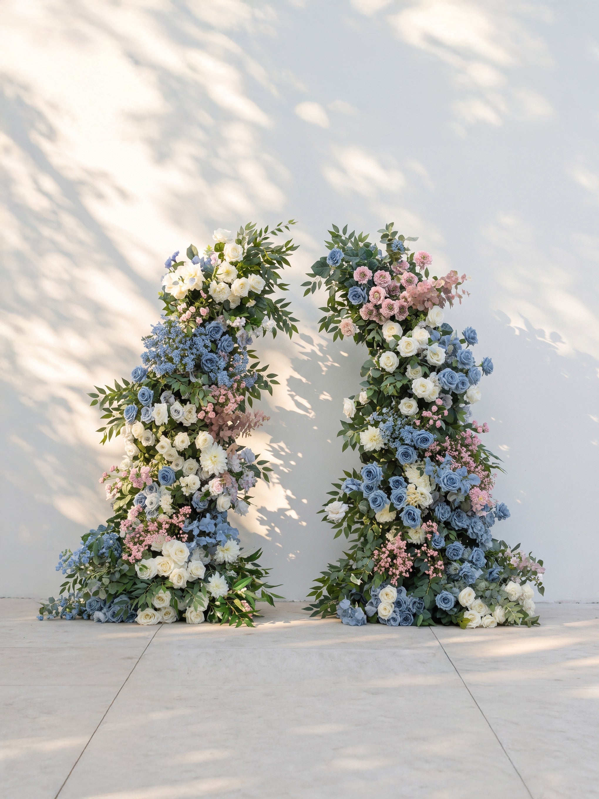 Helloria Luxury Horn Shaped Flower Arch with Frame for Wedding Party Event Backdrop Decoration — front view