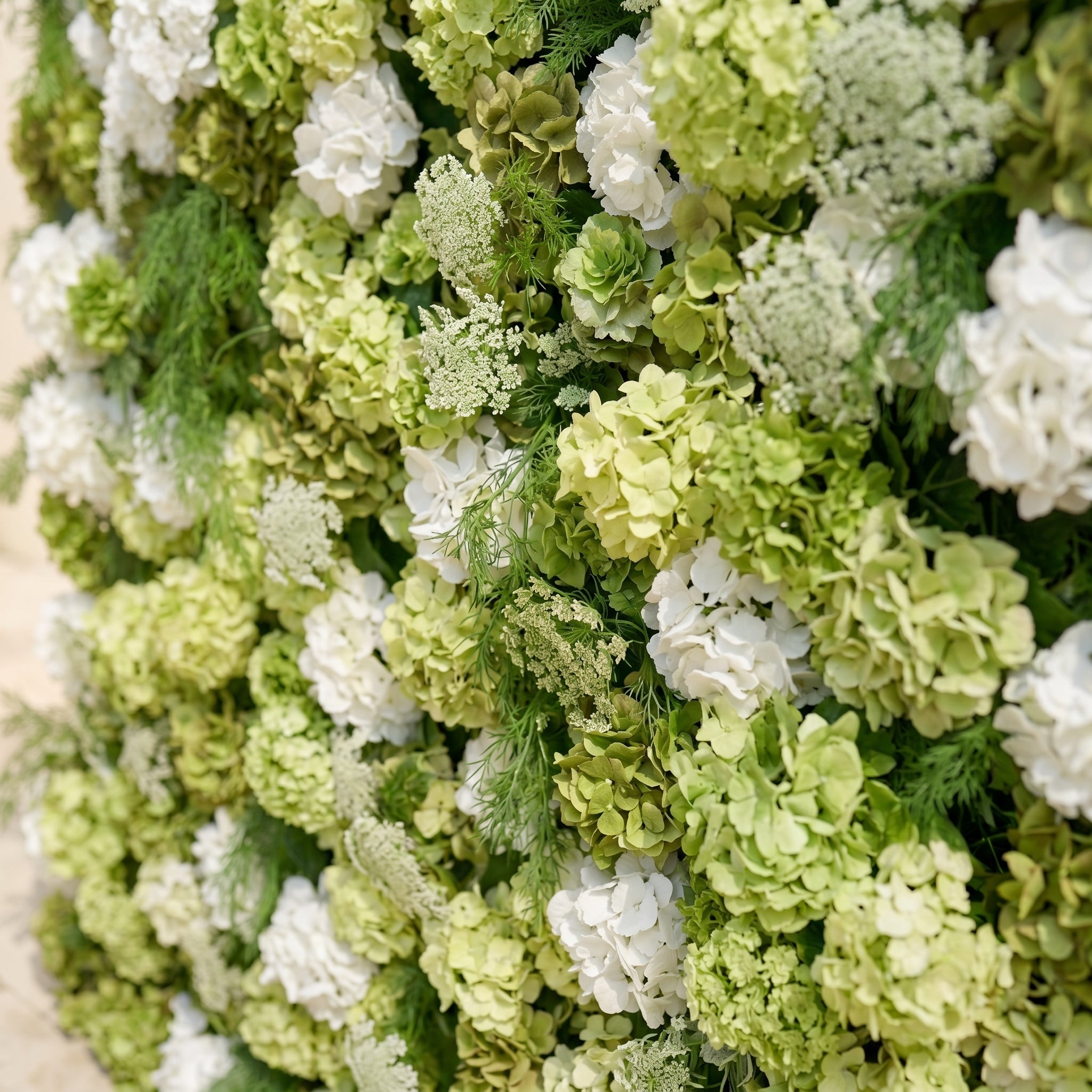 Ivelenna:Serene 5D Light Green &amp; White Floral Wall Roll-Up Backdrop for Spring-Themed Celebrations