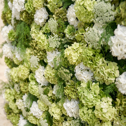 Ivelenna:Serene 5D Light Green &amp; White Floral Wall Roll-Up Backdrop for Spring-Themed Celebrations