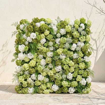 Ivelenna:Serene 5D Light Green &amp; White Floral Wall Roll-Up Backdrop for Spring-Themed Celebrations
