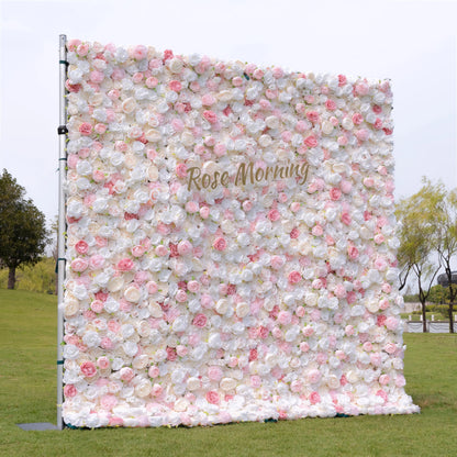 Joan：4D Fabric Artificial rolling up curtain flower wall