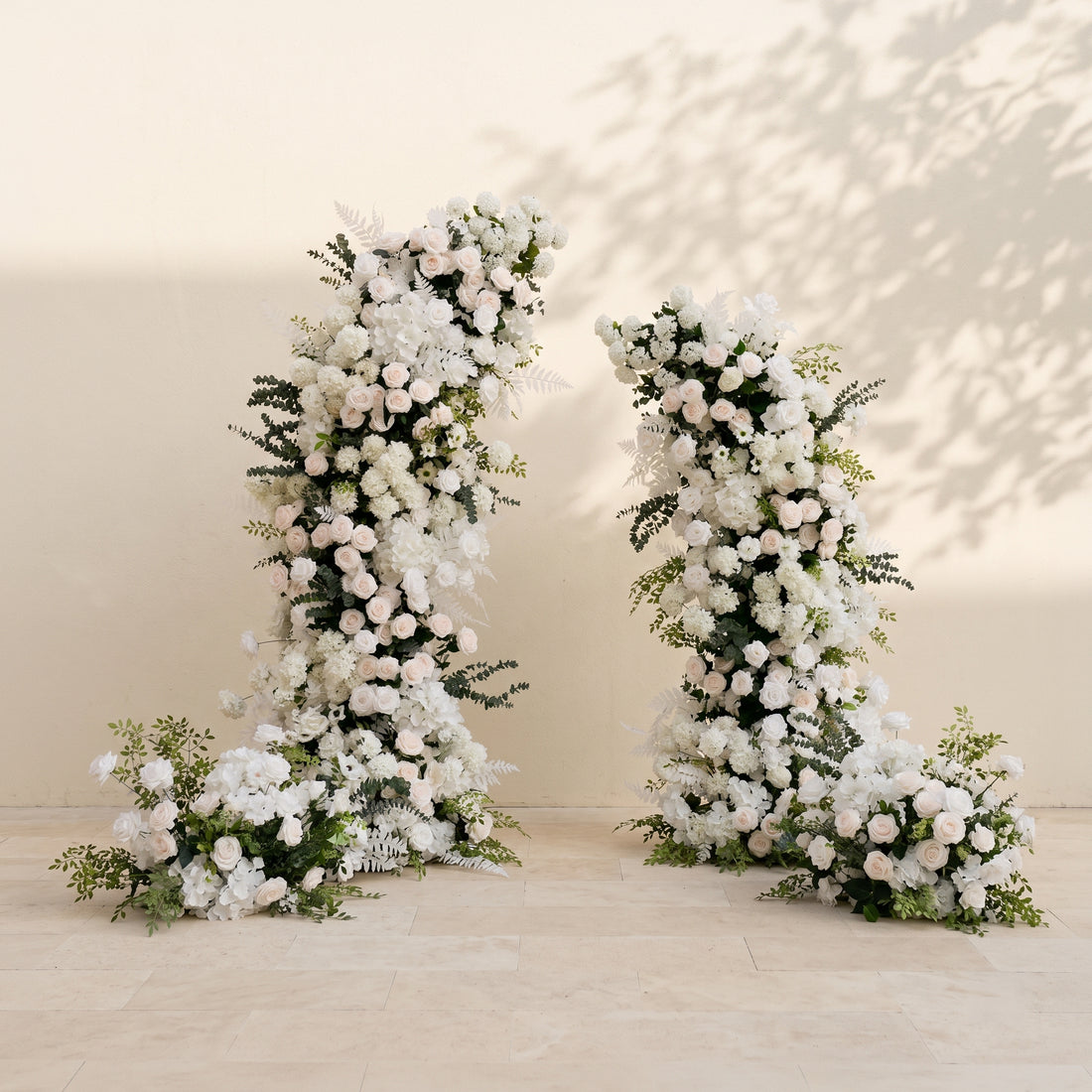 Jolorae:Luxury Classic White and Light Pink Flower Arch with Greenery for Weddings&amp;Event Decor Including Frame and 2 Aisle Flower sets jolorae front