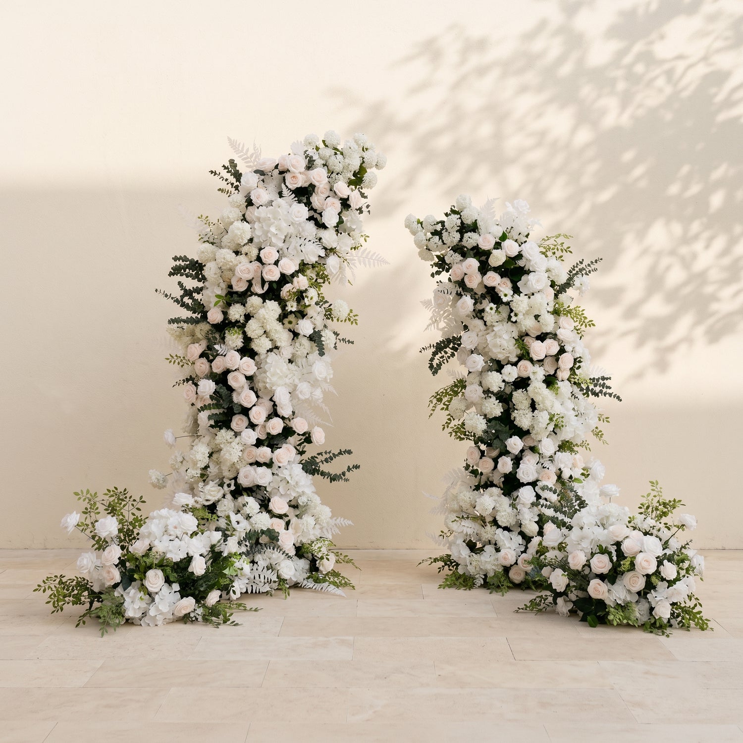 Jolorae:Luxury Classic White and Light Pink Flower Arch with Greenery for Weddings&amp;Event Decor Including Frame and 2 Aisle Flower sets jolorae front