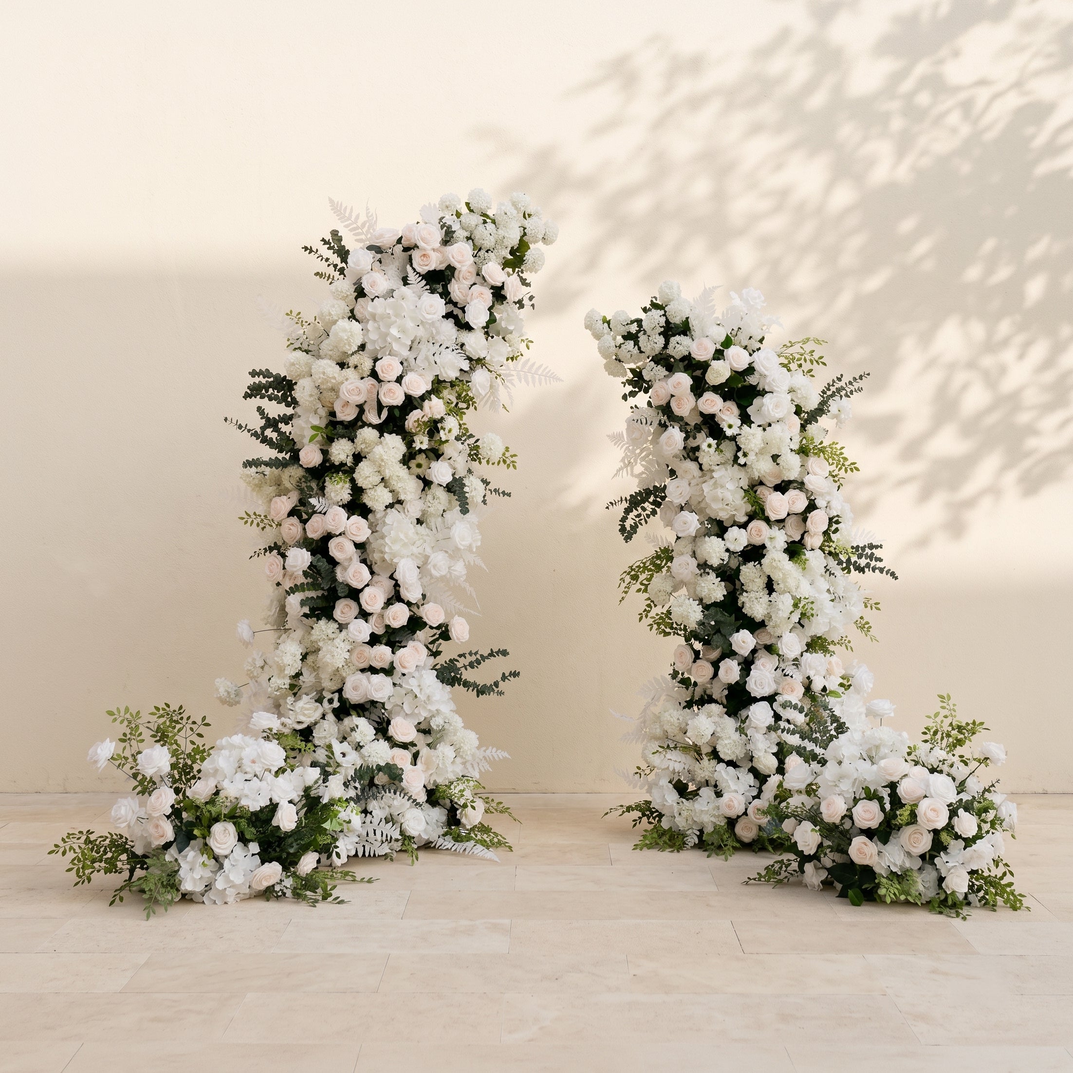 Jolorae:Luxury Classic White and Light Pink Flower Arch with Greenery for Weddings&amp;Event Decor Including Frame and 2 Aisle Flower sets jolorae front