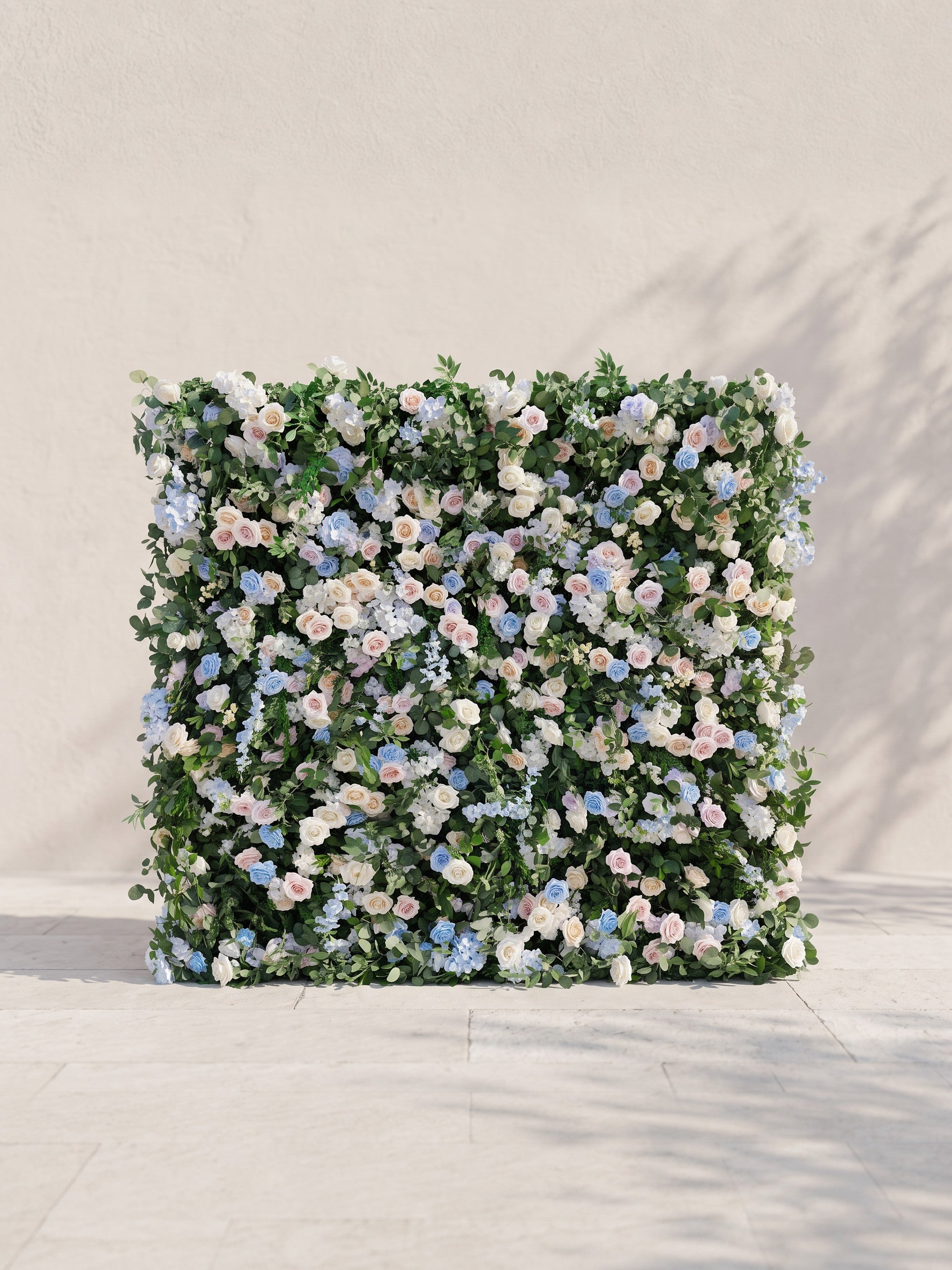 Junavia: 5D Fabric Artificial rolling up curtain flower wall — front view