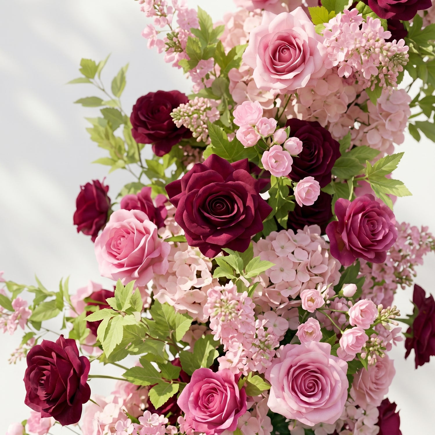 Junloria:Luxury Pink&amp;Red Roses Flower Arch Horn Arch for Weddings&amp;Event Decor Including Frame junloria detail 1