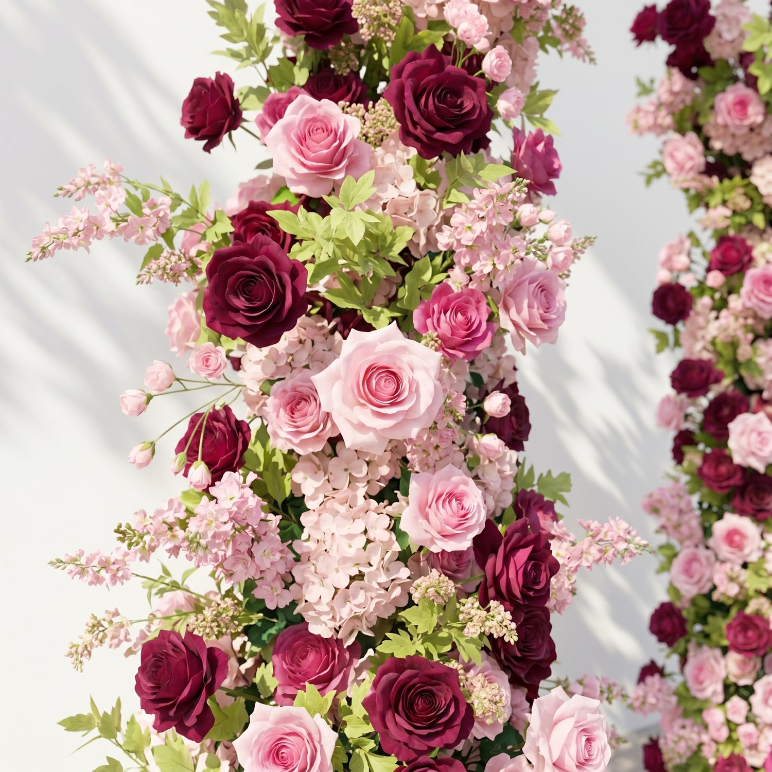 Junloria:Luxury Pink&amp;Red Roses Flower Arch Horn Arch for Weddings&amp;Event Decor Including Frame junloria detail 2