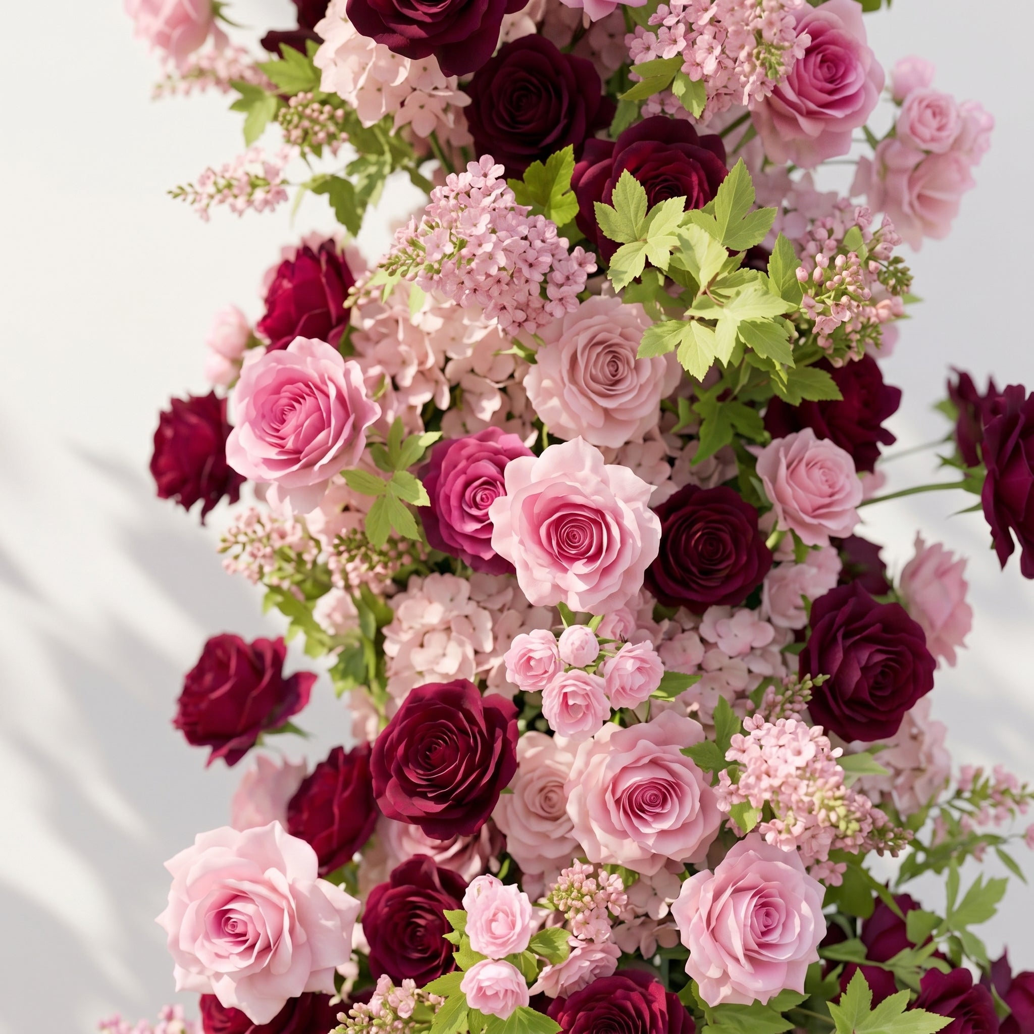 Junloria:Luxury Pink&amp;Red Roses Flower Arch Horn Arch for Weddings&amp;Event Decor Including Frame junloria detail 3