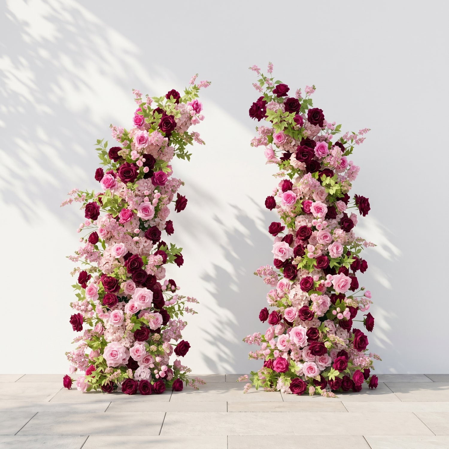Junloria:Luxury Pink&amp;Red Roses Flower Arch Horn Arch for Weddings&amp;Event Decor Including Frame junloria front