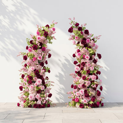 Junloria:Luxury Pink&amp;Red Roses Flower Arch Horn Arch for Weddings&amp;Event Decor Including Frame junloria front