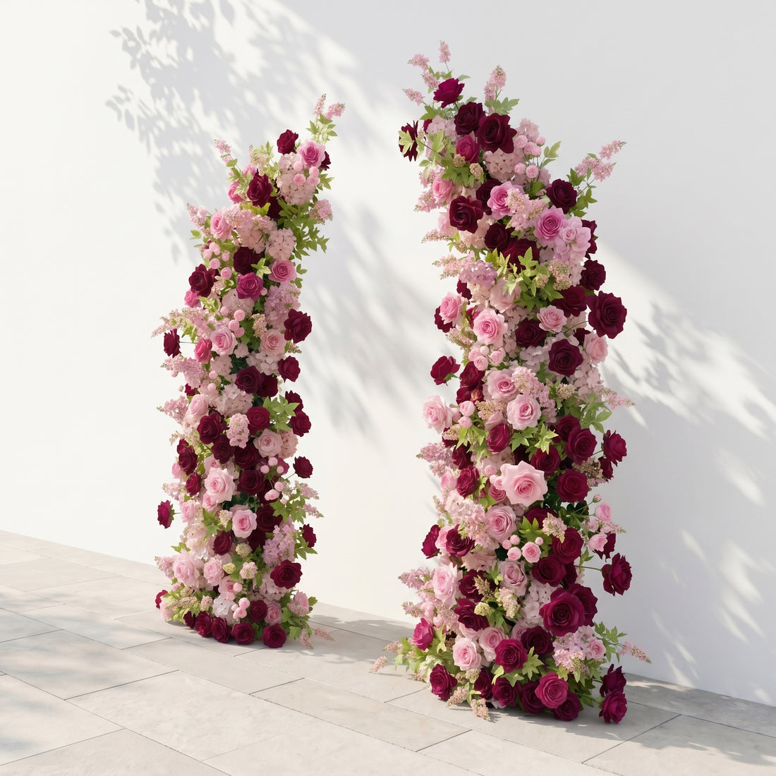 Junloria:Luxury Pink&amp;Red Roses Flower Arch Horn Arch for Weddings&amp;Event Decor Including Frame junloria right