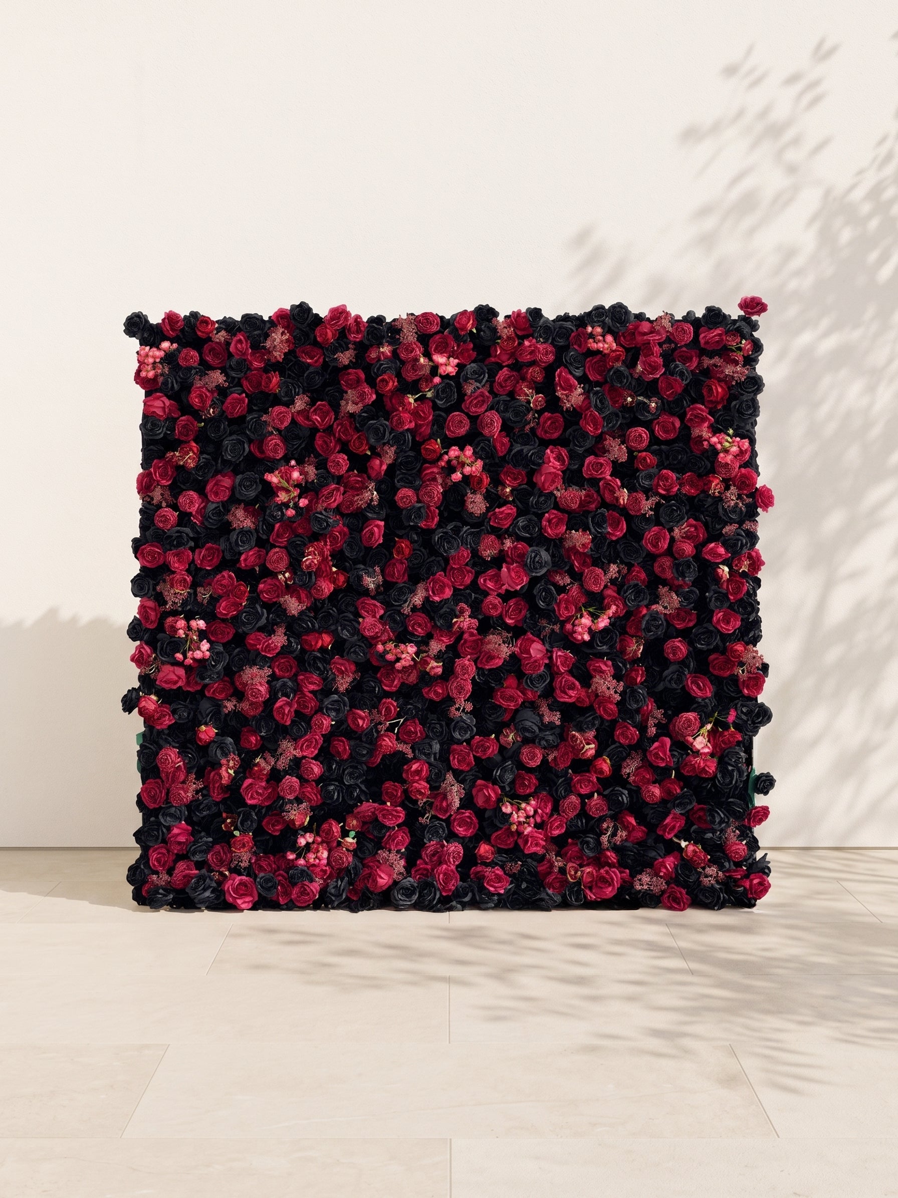 Junmora 5D Fabric Artificial rolling up curtain flower wall — front view